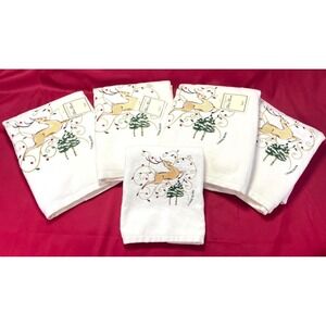 Avanti NOS 1978 Cheri Blum Reindeer Cream Bath Hand Towel Set Christmas Vtg